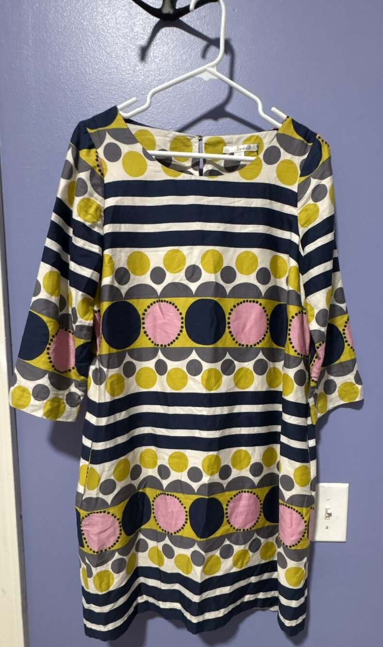 Boden Geometric Shift Dress Size US 8 Multi-Color Polka Dot Mod